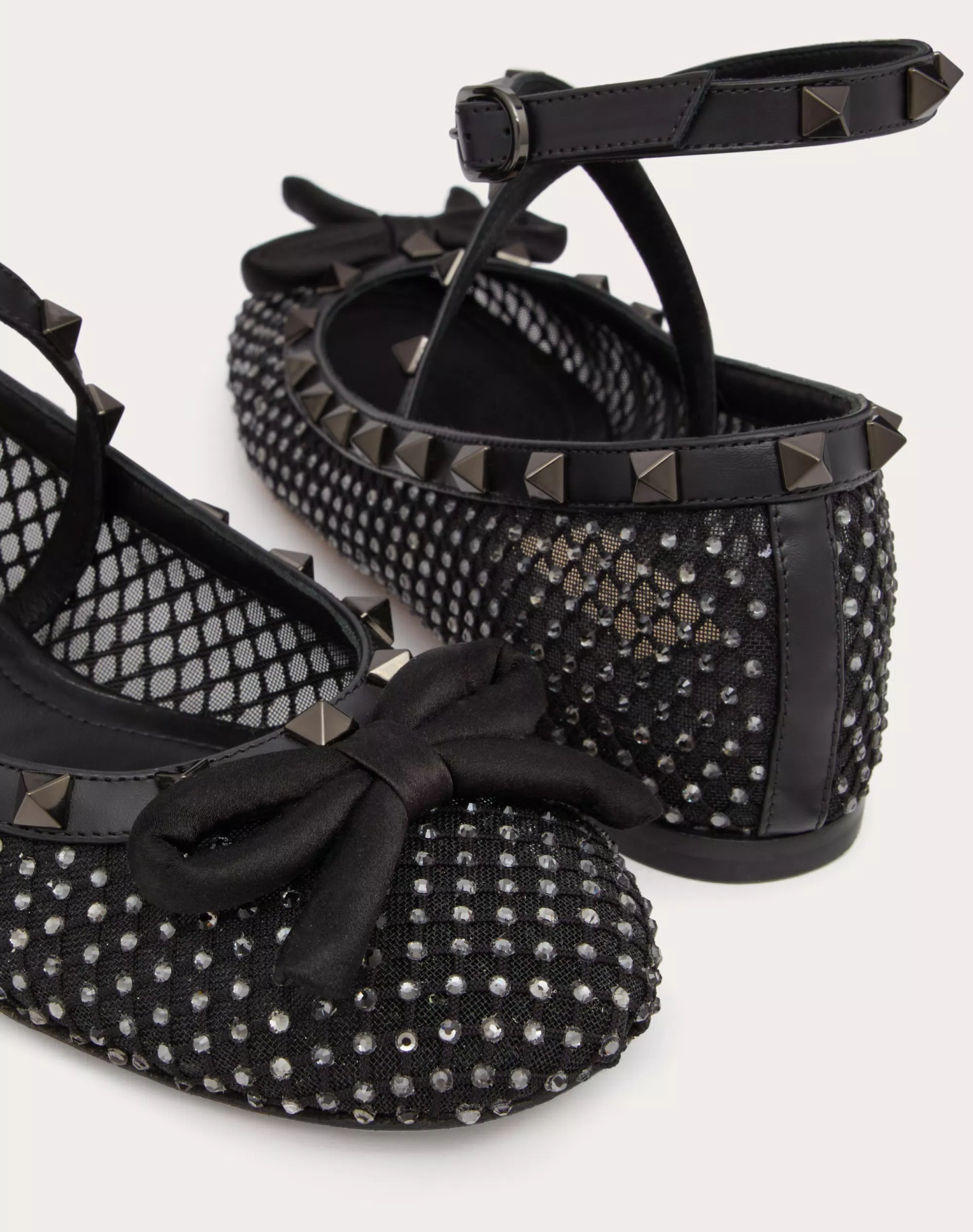 ROCKSTUD MESH BALLERINA WITH CRYSTALS AND MATCHING STUDS